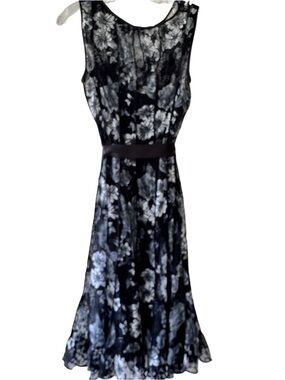 Christopher & Banks Black and White Floral Midi Dress